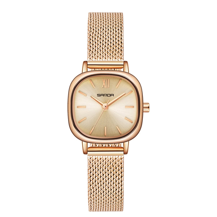 SANDA P1098 Simple Bar Scale Oval Dial Quartz Watch for Women