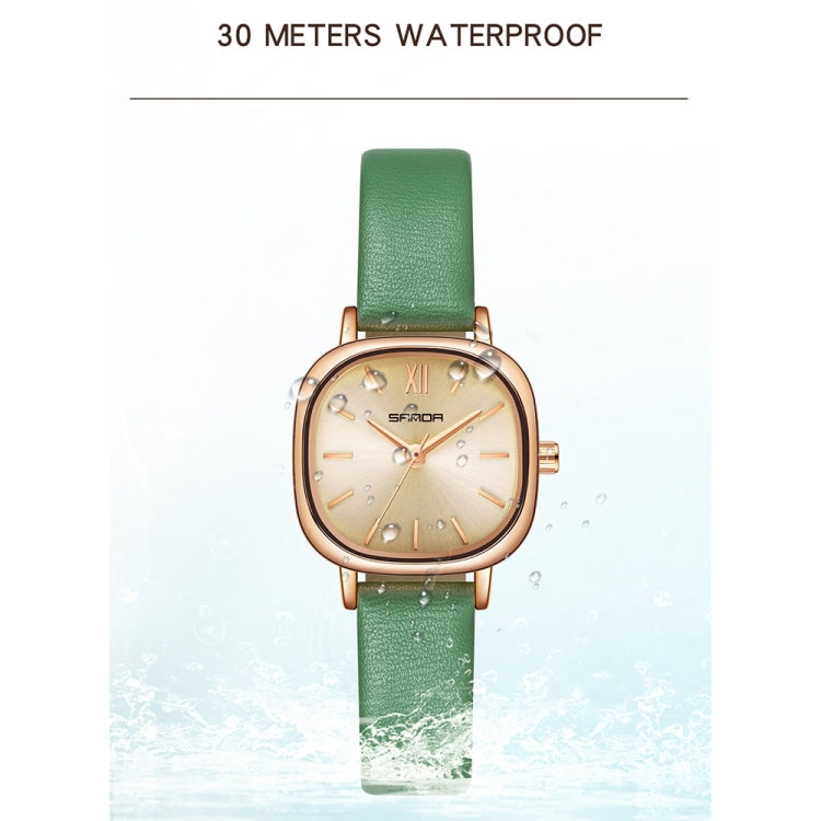 SANDA P1098 Simple Bar Scale Oval Dial Quartz Watch for Women