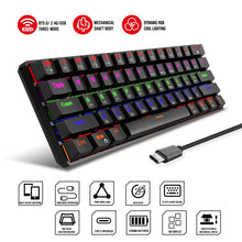 Load image into Gallery viewer, HXSJ L800 61 Keys Bluetooth 5.0 / 2.4G Wireless / Type-C Wired Three Modes Blue Shaft Mechanical Keyboard