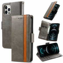 Load image into Gallery viewer, CaseNeo Business Splicing Dual Magnetic Buckle Horizontal Flip PU Leather Case with Holder &amp; Card Slots &amp; Wallet, For iPhone 13 Pro