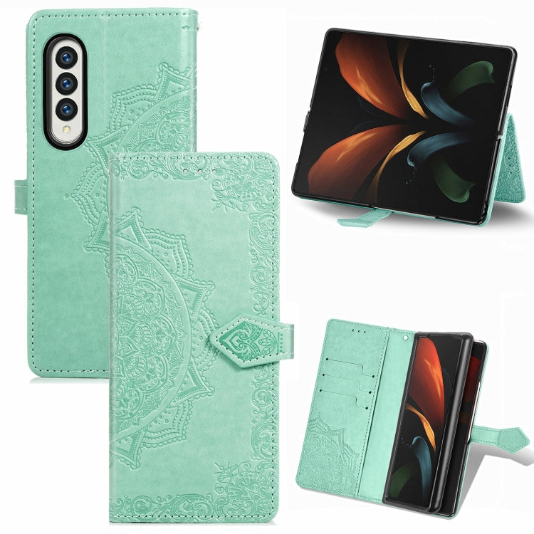 Embossed Mandala Pattern PC + TPU Horizontal Flip Leather Case with Holder & Card Slots, For Samsung Galaxy Z Fold3 5G