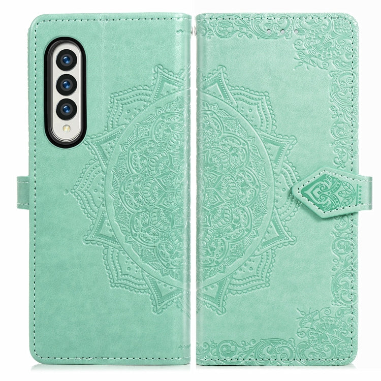 Embossed Mandala Pattern PC + TPU Horizontal Flip Leather Case with Holder & Card Slots, For Samsung Galaxy Z Fold3 5G