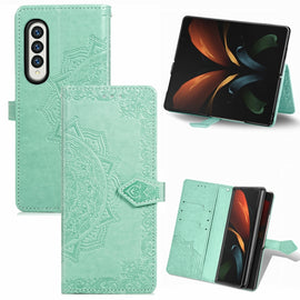 Embossed Mandala Pattern PC + TPU Horizontal Flip Leather Case with Holder & Card Slots, For Samsung Galaxy Z Fold3 5G