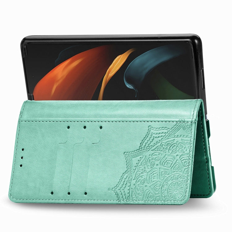 Embossed Mandala Pattern PC + TPU Horizontal Flip Leather Case with Holder & Card Slots, For Samsung Galaxy Z Fold3 5G