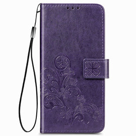 Four-leaf Clasp Embossed Buckle Mobile Phone Protection Leather Case with Lanyard & Card Slot & Wallet & Bracket Function, For Samsung Galaxy Z Fold3 5G