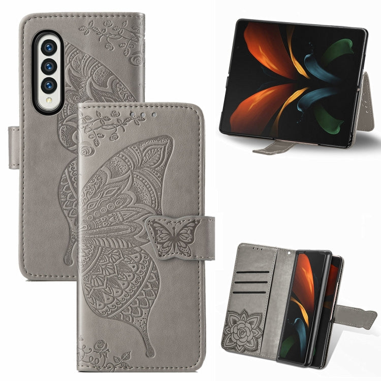 Butterfly Love Flowers Embossed Horizontal Flip Leather Case with Holder & Card Slots & Wallet & Lanyard, For Samsung Galaxy Z Fold3 5G