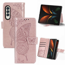 Load image into Gallery viewer, Butterfly Love Flowers Embossed Horizontal Flip Leather Case with Holder &amp; Card Slots &amp; Wallet &amp; Lanyard, For Samsung Galaxy Z Fold3 5G