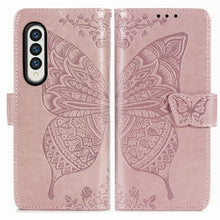 Load image into Gallery viewer, Butterfly Love Flowers Embossed Horizontal Flip Leather Case with Holder &amp; Card Slots &amp; Wallet &amp; Lanyard, For Samsung Galaxy Z Fold3 5G