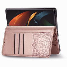 Load image into Gallery viewer, Butterfly Love Flowers Embossed Horizontal Flip Leather Case with Holder &amp; Card Slots &amp; Wallet &amp; Lanyard, For Samsung Galaxy Z Fold3 5G