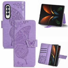 Load image into Gallery viewer, Butterfly Love Flowers Embossed Horizontal Flip Leather Case with Holder &amp; Card Slots &amp; Wallet &amp; Lanyard, For Samsung Galaxy Z Fold3 5G