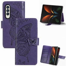 Load image into Gallery viewer, Butterfly Love Flowers Embossed Horizontal Flip Leather Case with Holder &amp; Card Slots &amp; Wallet &amp; Lanyard, For Samsung Galaxy Z Fold3 5G