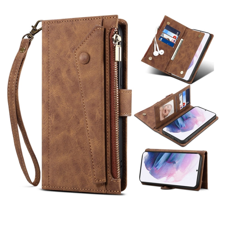 Retro Frosted Horizontal Flip Leather Case with Holder & Card Slot & Wallet & Zipper Pocket & Lanyard, For Samsung Galaxy S21 5G, For Samsung Galaxy S21+ 5G, For Samsung Galaxy S21 Ultra 5G, For Samsung Galaxy S21 FE 5G, For Samsung Galaxy A52 5G / 4G ...