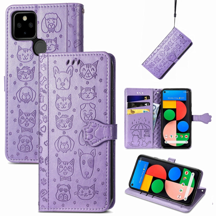 Lovely Cat and Dog Embossing Pattern Horizontal Flip Leather Case , with Holder & Card Slots & Wallet & Cartoon Clasp & Lanyard, For Google Pixel 5a 5G, For LG Velvet 2 Pro, For Motorola Edge 20 Pro, For OPPO Reno6 Z, For OPPO Realme C20               ...