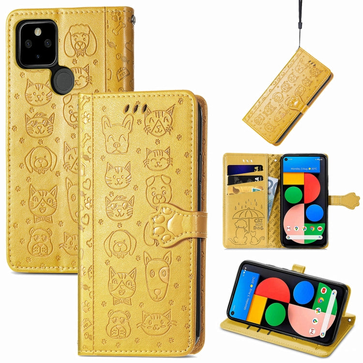 Lovely Cat and Dog Embossing Pattern Horizontal Flip Leather Case , with Holder & Card Slots & Wallet & Cartoon Clasp & Lanyard, For Google Pixel 5a 5G, For LG Velvet 2 Pro, For Motorola Edge 20 Pro, For OPPO Reno6 Z, For OPPO Realme C20               ...