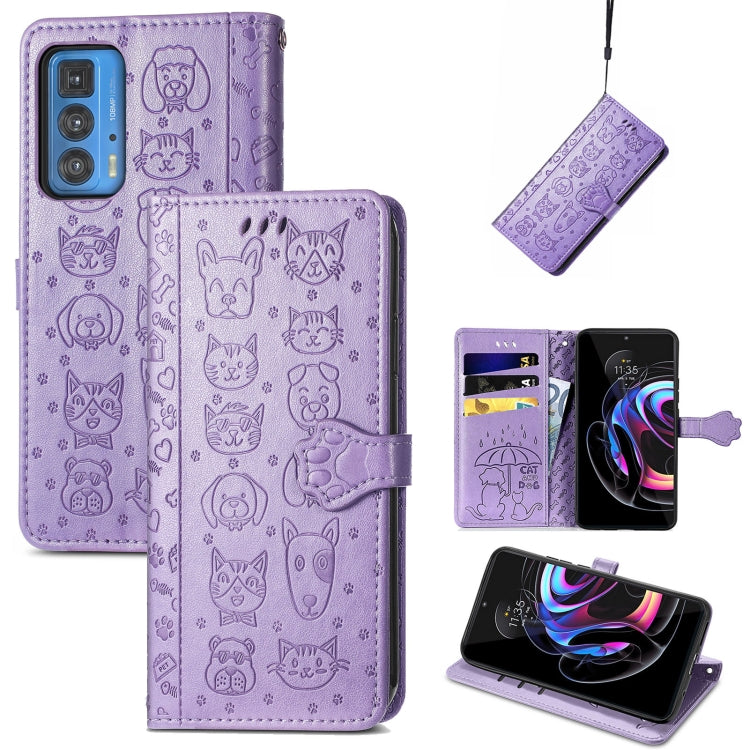 Lovely Cat and Dog Embossing Pattern Horizontal Flip Leather Case , with Holder & Card Slots & Wallet & Cartoon Clasp & Lanyard, For Google Pixel 5a 5G, For LG Velvet 2 Pro, For Motorola Edge 20 Pro, For OPPO Reno6 Z, For OPPO Realme C20               ...