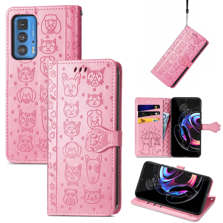 Lovely Cat and Dog Embossing Pattern Horizontal Flip Leather Case , with Holder & Card Slots & Wallet & Cartoon Clasp & Lanyard, For Google Pixel 5a 5G, For LG Velvet 2 Pro, For Motorola Edge 20 Pro, For OPPO Reno6 Z, For OPPO Realme C20               ...