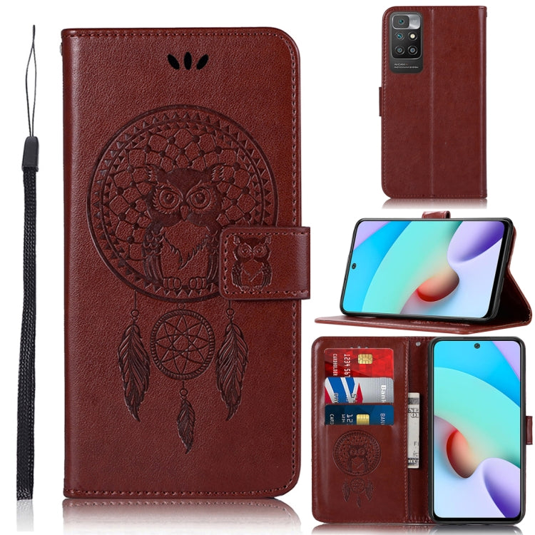 Wind Chime Owl Embossing Pattern Horizontal Flip Leather Case with Holder & Card Slots & Wallet, For Xiaomi Redmi 10