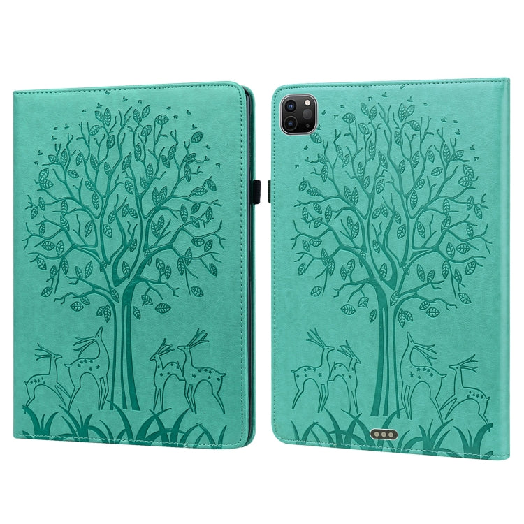 Tree & Deer Pattern Pressed Printing Horizontal Flip PU Leather Case with Holder & Card Slots & Sleep / Wake-up Function, For iPad Air 2020 / Pro 11 2020, For iPad Pro 10.5 2017 / 10.2 2019, For iPad 9.7 2018/2017/Air 2/Air, For iPad mini 5/4/3/2/1    ...