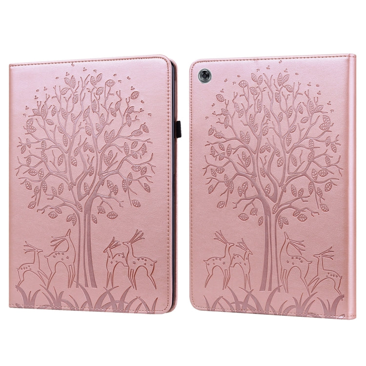 Tree & Deer Pattern Pressed Printing Horizontal Flip PU Leather Case with Holder & Card Slots, For Huawei MediaPad M5 lite, For Huawei MatePad Pro 10.8 2021, For Huawei MatePad 11 2021, For Huawei MediaPad T3 10, For Huawei MediaPad T5                 ...