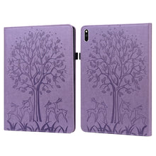 Load image into Gallery viewer, Tree &amp; Deer Pattern Pressed Printing Horizontal Flip PU Leather Case with Holder &amp; Card Slots, For Huawei MediaPad M5 lite, For Huawei MatePad Pro 10.8 2021, For Huawei MatePad 11 2021, For Huawei MediaPad T3 10, For Huawei MediaPad T5                 ...