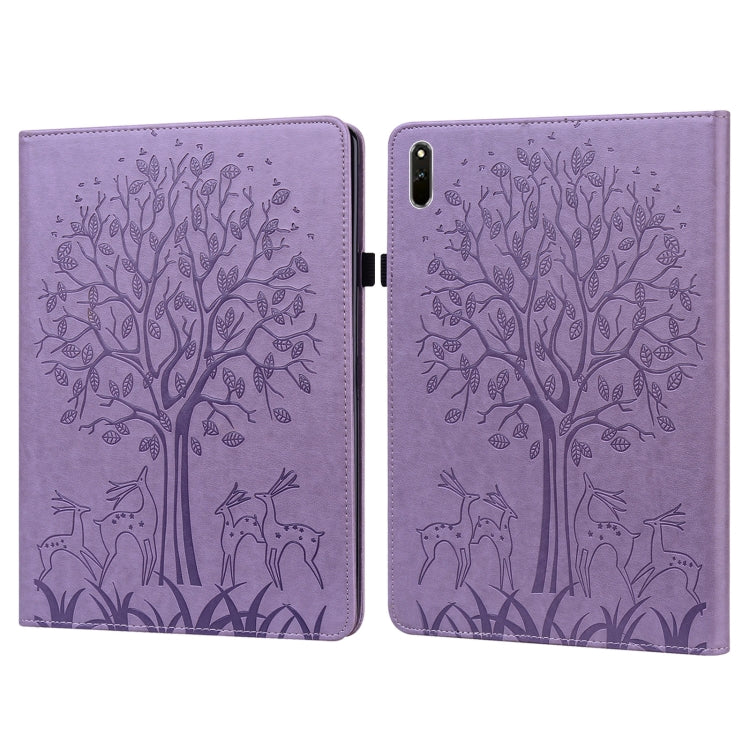 Tree & Deer Pattern Pressed Printing Horizontal Flip PU Leather Case with Holder & Card Slots, For Huawei MediaPad M5 lite, For Huawei MatePad Pro 10.8 2021, For Huawei MatePad 11 2021, For Huawei MediaPad T3 10, For Huawei MediaPad T5                 ...