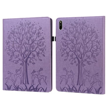 Load image into Gallery viewer, Tree &amp; Deer Pattern Pressed Printing Horizontal Flip PU Leather Case with Holder &amp; Card Slots, For Huawei MediaPad M5 lite, For Huawei MatePad Pro 10.8 2021, For Huawei MatePad 11 2021, For Huawei MediaPad T3 10, For Huawei MediaPad T5                 ...