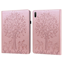 Load image into Gallery viewer, Tree &amp; Deer Pattern Pressed Printing Horizontal Flip PU Leather Case with Holder &amp; Card Slots, For Huawei MediaPad M5 lite, For Huawei MatePad Pro 10.8 2021, For Huawei MatePad 11 2021, For Huawei MediaPad T3 10, For Huawei MediaPad T5                 ...