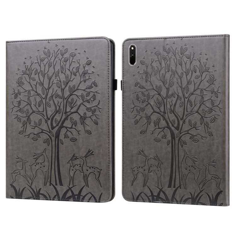 Tree & Deer Pattern Pressed Printing Horizontal Flip PU Leather Case with Holder & Card Slots, For Huawei MediaPad M5 lite, For Huawei MatePad Pro 10.8 2021, For Huawei MatePad 11 2021, For Huawei MediaPad T3 10, For Huawei MediaPad T5                 ...