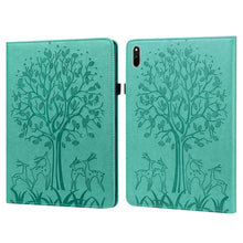 Load image into Gallery viewer, Tree &amp; Deer Pattern Pressed Printing Horizontal Flip PU Leather Case with Holder &amp; Card Slots, For Huawei MediaPad M5 lite, For Huawei MatePad Pro 10.8 2021, For Huawei MatePad 11 2021, For Huawei MediaPad T3 10, For Huawei MediaPad T5                 ...