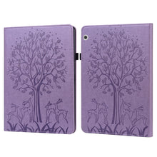 Load image into Gallery viewer, Tree &amp; Deer Pattern Pressed Printing Horizontal Flip PU Leather Case with Holder &amp; Card Slots, For Huawei MediaPad M5 lite, For Huawei MatePad Pro 10.8 2021, For Huawei MatePad 11 2021, For Huawei MediaPad T3 10, For Huawei MediaPad T5                 ...