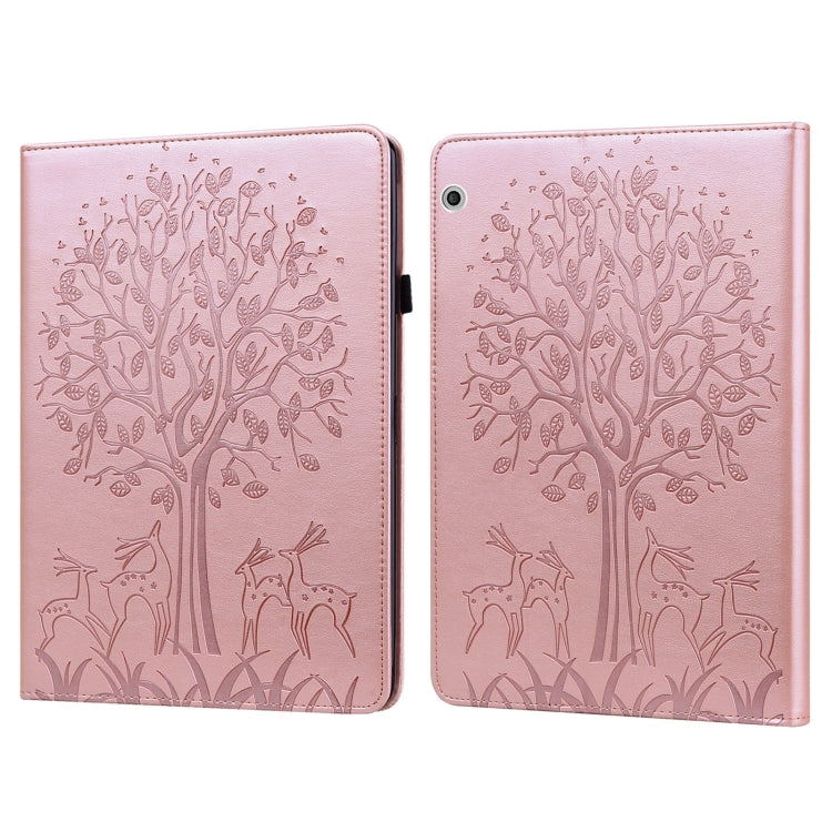 Tree & Deer Pattern Pressed Printing Horizontal Flip PU Leather Case with Holder & Card Slots, For Huawei MediaPad M5 lite, For Huawei MatePad Pro 10.8 2021, For Huawei MatePad 11 2021, For Huawei MediaPad T3 10, For Huawei MediaPad T5                 ...