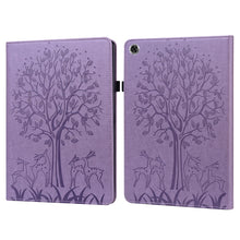 Load image into Gallery viewer, Tree &amp; Deer Pattern Pressed Printing Horizontal Flip PU Leather Case with Holder &amp; Card Slots, For Huawei MediaPad M5 lite, For Huawei MatePad Pro 10.8 2021, For Huawei MatePad 11 2021, For Huawei MediaPad T3 10, For Huawei MediaPad T5                 ...