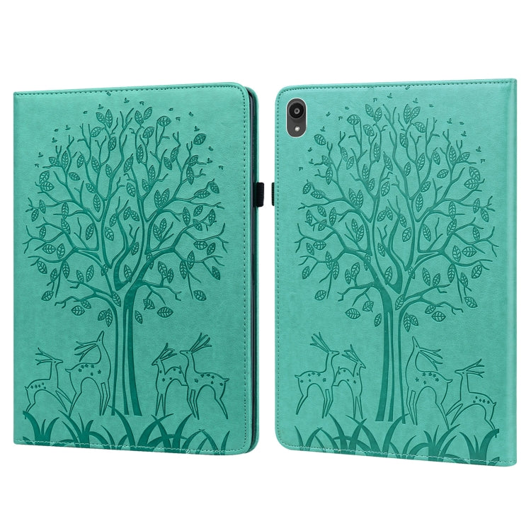 Tree & Deer Pattern Pressed Printing Horizontal Flip PU Leather Case with Holder & Card Slots, For Huawei MediaPad M5 lite, For Huawei MatePad Pro 10.8 2021, For Huawei MatePad 11 2021, For Huawei MediaPad T3 10, For Huawei MediaPad T5                 ...
