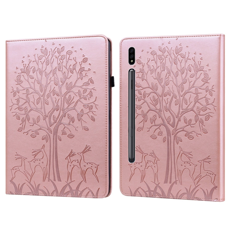 Tree & Deer Pattern Pressed Printing Horizontal Flip PU Leather Case with Holder & Card Slots, For Lenovo Tab M10 HD Gen 2, For Samsung Galaxy Tab A 10.1 2019, For Samsung Galaxy Tab A 10.1 2016, For Samsung Galaxy Tab S2 9.7                           ...