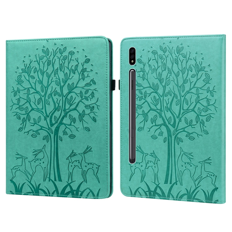 Tree & Deer Pattern Pressed Printing Horizontal Flip PU Leather Case with Holder & Card Slots, For Lenovo Tab M10 HD Gen 2, For Samsung Galaxy Tab A 10.1 2019, For Samsung Galaxy Tab A 10.1 2016, For Samsung Galaxy Tab S2 9.7                           ...