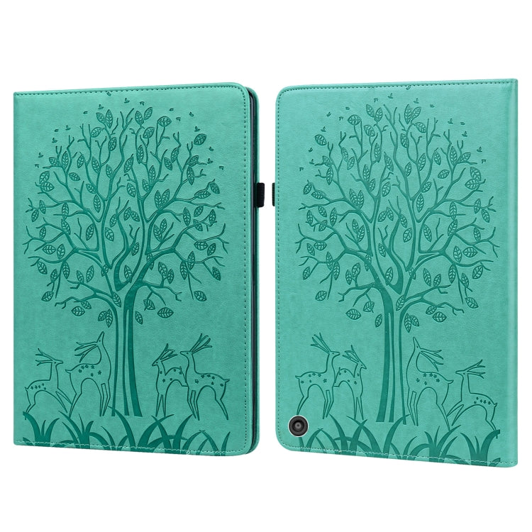 Tree & Deer Pattern Pressed Printing Horizontal Flip PU Leather Case with Holder & Card Slots, For Lenovo Tab M10 HD Gen 2, For Samsung Galaxy Tab A 10.1 2019, For Samsung Galaxy Tab A 10.1 2016, For Samsung Galaxy Tab S2 9.7                           ...