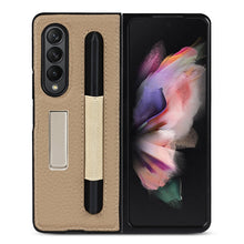 Load image into Gallery viewer, Litchi Texture Leather Protective Case with Holder &amp; Pen Slot, For Samsung Galaxy Z Fold3 5G