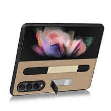 Load image into Gallery viewer, Litchi Texture Leather Protective Case with Holder &amp; Pen Slot, For Samsung Galaxy Z Fold3 5G