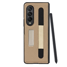 Load image into Gallery viewer, Litchi Texture Leather Protective Case with Holder &amp; Pen Slot, For Samsung Galaxy Z Fold3 5G