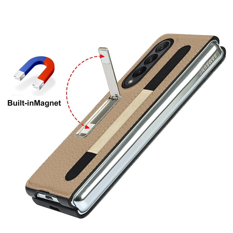 Litchi Texture Leather Protective Case with Holder & Pen Slot, For Samsung Galaxy Z Fold3 5G