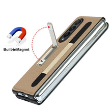 Load image into Gallery viewer, Litchi Texture Leather Protective Case with Holder &amp; Pen Slot, For Samsung Galaxy Z Fold3 5G