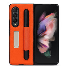 Load image into Gallery viewer, Litchi Texture Leather Protective Case with Holder &amp; Pen Slot, For Samsung Galaxy Z Fold3 5G