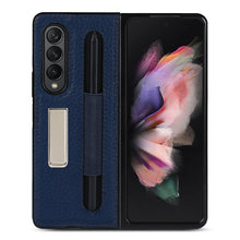 Load image into Gallery viewer, Litchi Texture Leather Protective Case with Holder &amp; Pen Slot, For Samsung Galaxy Z Fold3 5G