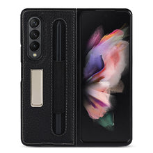 Load image into Gallery viewer, Litchi Texture Leather Protective Case with Holder &amp; Pen Slot, For Samsung Galaxy Z Fold3 5G