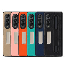 Load image into Gallery viewer, Litchi Texture Leather Protective Case with Holder &amp; Pen Slot, For Samsung Galaxy Z Fold3 5G