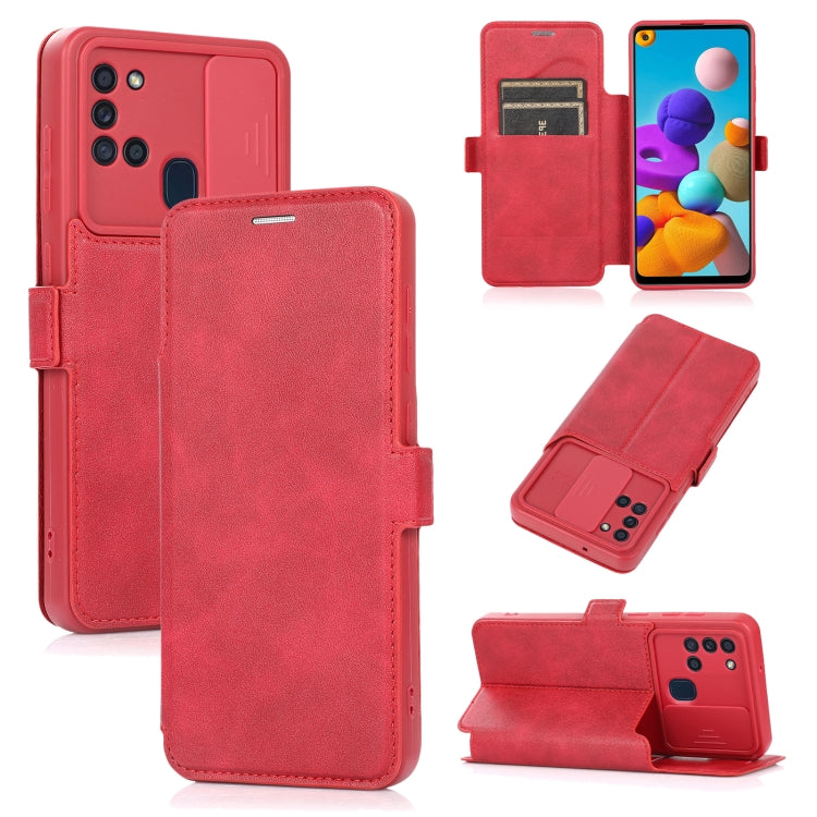 Push Window Double Buckle PU + Silicone Horizontal Flip Leather Case with Holder & Card Slot, For Samsung Galaxy A21s, For Samsung Galaxy A52 5G / 4G, For Samsung Galaxy A71, For Samsung Galaxy Note20, For Samsung Galaxy Note20 Ultra