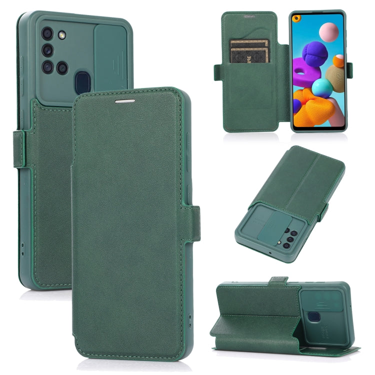 Push Window Double Buckle PU + Silicone Horizontal Flip Leather Case with Holder & Card Slot, For Samsung Galaxy A21s, For Samsung Galaxy A52 5G / 4G, For Samsung Galaxy A71, For Samsung Galaxy Note20, For Samsung Galaxy Note20 Ultra