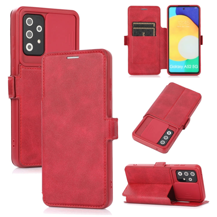 Push Window Double Buckle PU + Silicone Horizontal Flip Leather Case with Holder & Card Slot, For Samsung Galaxy A21s, For Samsung Galaxy A52 5G / 4G, For Samsung Galaxy A71, For Samsung Galaxy Note20, For Samsung Galaxy Note20 Ultra