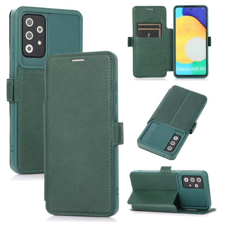 Push Window Double Buckle PU + Silicone Horizontal Flip Leather Case with Holder & Card Slot, For Samsung Galaxy A52 5G / 4G, For Samsung Galaxy A71, For Samsung Galaxy Note20, For Samsung Galaxy Note20 Ultra