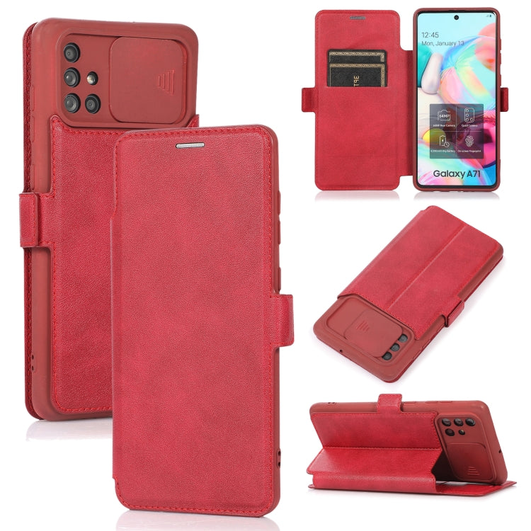 Push Window Double Buckle PU + Silicone Horizontal Flip Leather Case with Holder & Card Slot, For Samsung Galaxy A52 5G / 4G, For Samsung Galaxy A71, For Samsung Galaxy Note20, For Samsung Galaxy Note20 Ultra